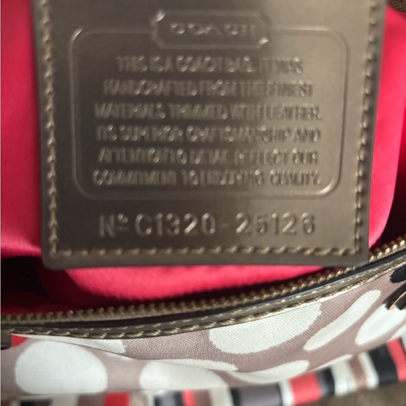 Coach Dot and Stripe Shoulder Bag - Brown, Red, White - Picture 5 of 9